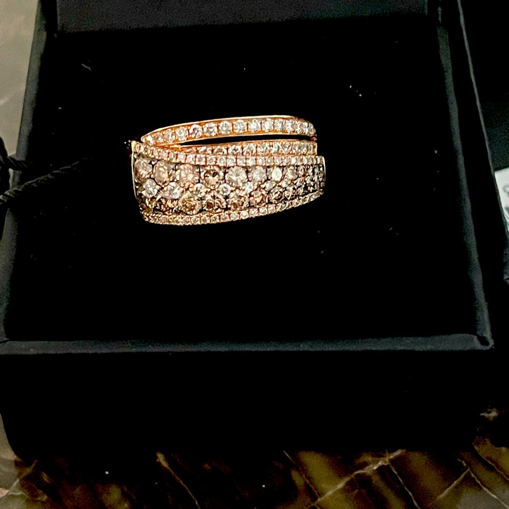 1 cts. Chocolate  1/2 cts Vanilla set in 14K Strawberry Gold diamond ring